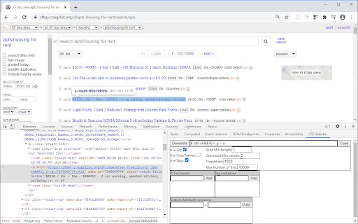 CSS Selector Finder for Chrome Devtools