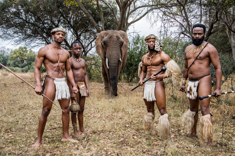 From left: Neo Magagula, Ntando Zondi (as young Shaka), Senzo Radebe (as Senzangakhona) and Sibonile Ngubane.