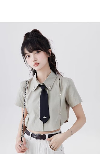 Title 4, Womens Summer Star Tie Design Short-sleeved Shirt
