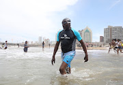 Durban mayor Mxolisi Kaunda took a dip at North Beach, where the readings for E coli were low last week.