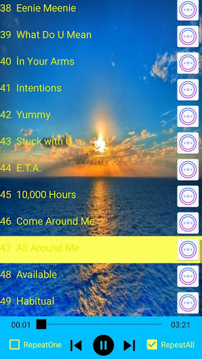 Justin Bieber 50 songs offline