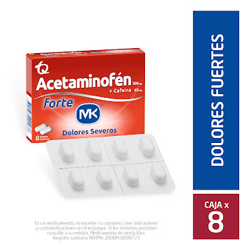 Acetaminofén Forte MK 500 mg Caja x 8 Tabletas  