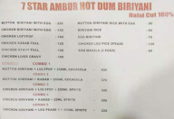 7Star Amboor Hot Dum Biriyani House menu 1