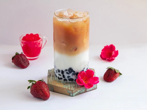 Almond And Rose Iced Boba Latte