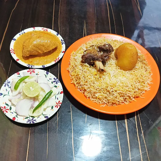 Mutton Biryani With Chicken Chaap And Salad