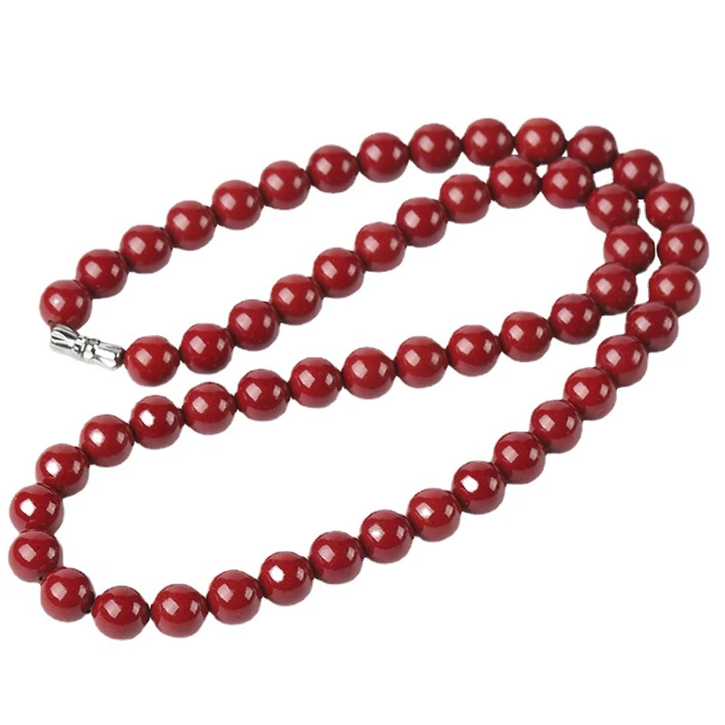 Colar com contas redondas de cinábrio mineral natural. Desfrute da beleza única e dos benefícios deste colar autêntico e natural.