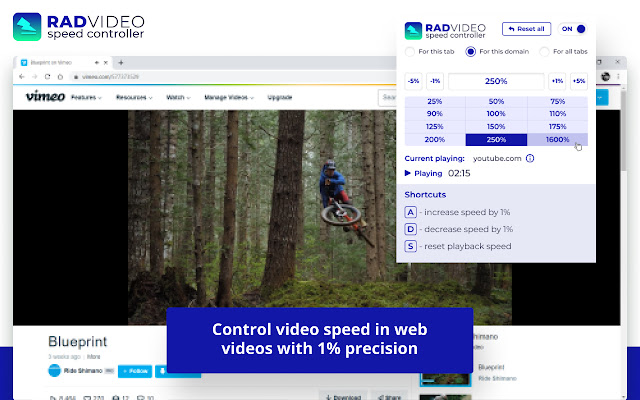 Rad Video Speed Controller chrome extension