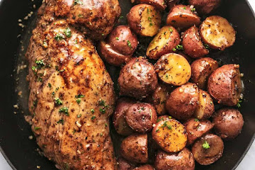 Baked Pork Tenderloin with Potatoes and Gravy