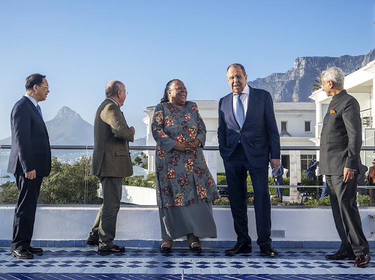 Minister of international relations Naledi Pandor with her counterparts from the Brics countries in Cape Town.