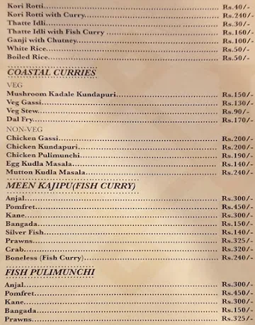 Karinja Kitchen menu 