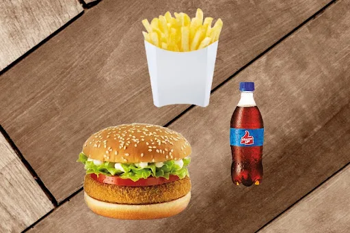 Chicken Patty Burger With Fries [Reg] And Thums Up Soft Beverage [250 Ml]