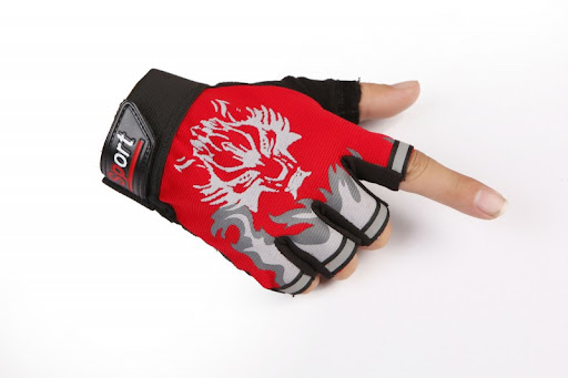 Title 8, Mens Wolf Head Half Finger Gloves for Riding, ...