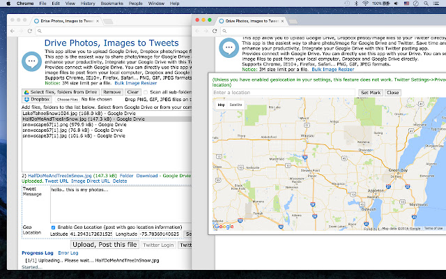 Drive Photos, Images to Tweets chrome extension