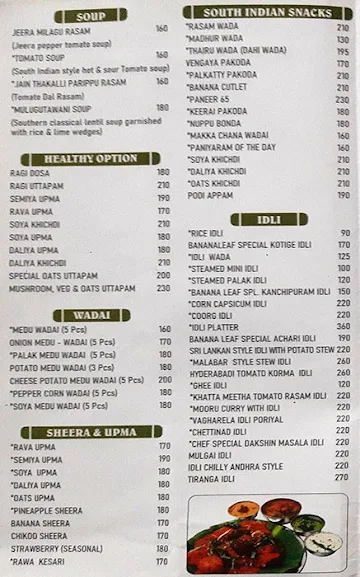 Banana Leaf menu 