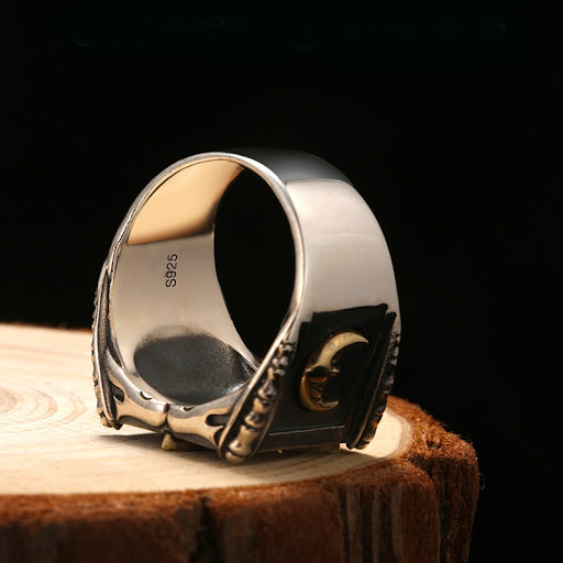 Title 3, Bague maçonnique dorée homme soleil lune punk f...