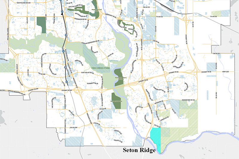 Map of Seton Ridge Calgary, a new community coming in 2024