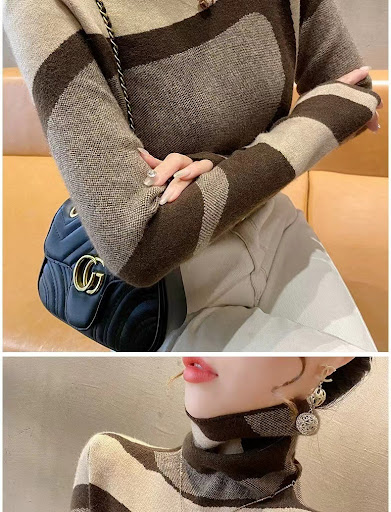 Title 1, Womens Turtleneck Contrast Color Sweater