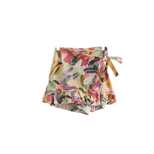 Title 4, Printed lace high waist casual short hakama for...