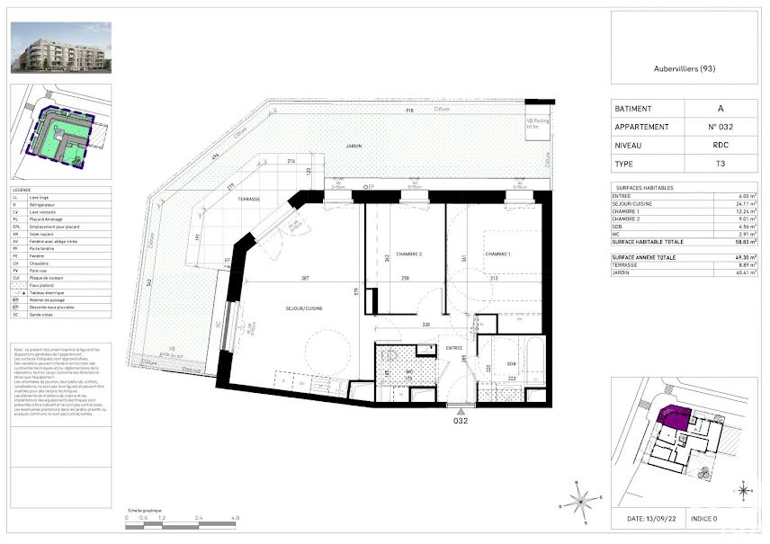 Vente appartement 3 pièces 58 m² à Aubervilliers (93300), 361 000 €