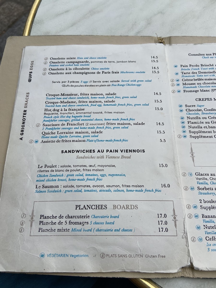 Brasserie Les Deux Palais gluten-free menu