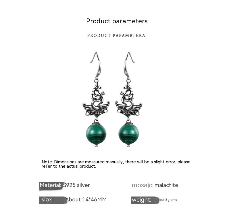 Title 1, Kolczyki Old Phoenix Malachite dla kobiet, tajs...