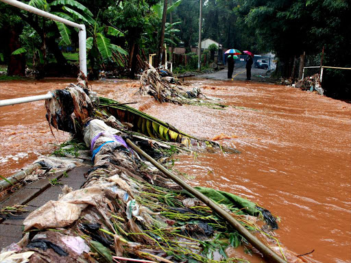 Kirichwa Kubwa river after it burst to St Mary's Primary School. photo/EZEKIEL AMINGA