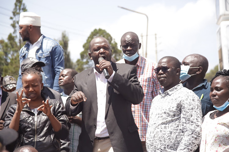 Leaders address a crowd in Kabarnet town, Baringo, on Friday