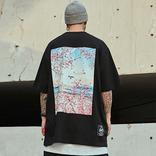 Title 1, Harajuku style cherry blossom T-shirt, a unique...