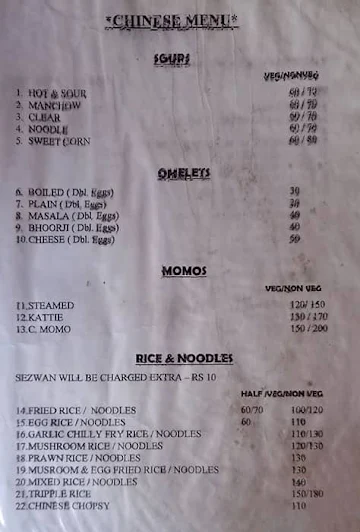 Lama's Fast Food menu 