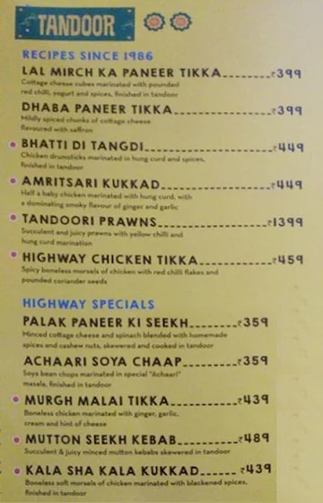 Dhaba - Estd 1986 Delhi menu 