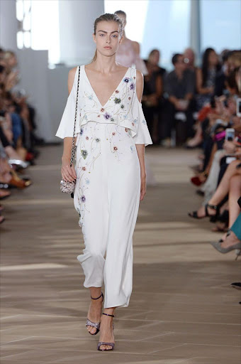 A model walks the runway at the Monique Lhuillier Spring Summer 2017 fashion show during New York Fashion Week.