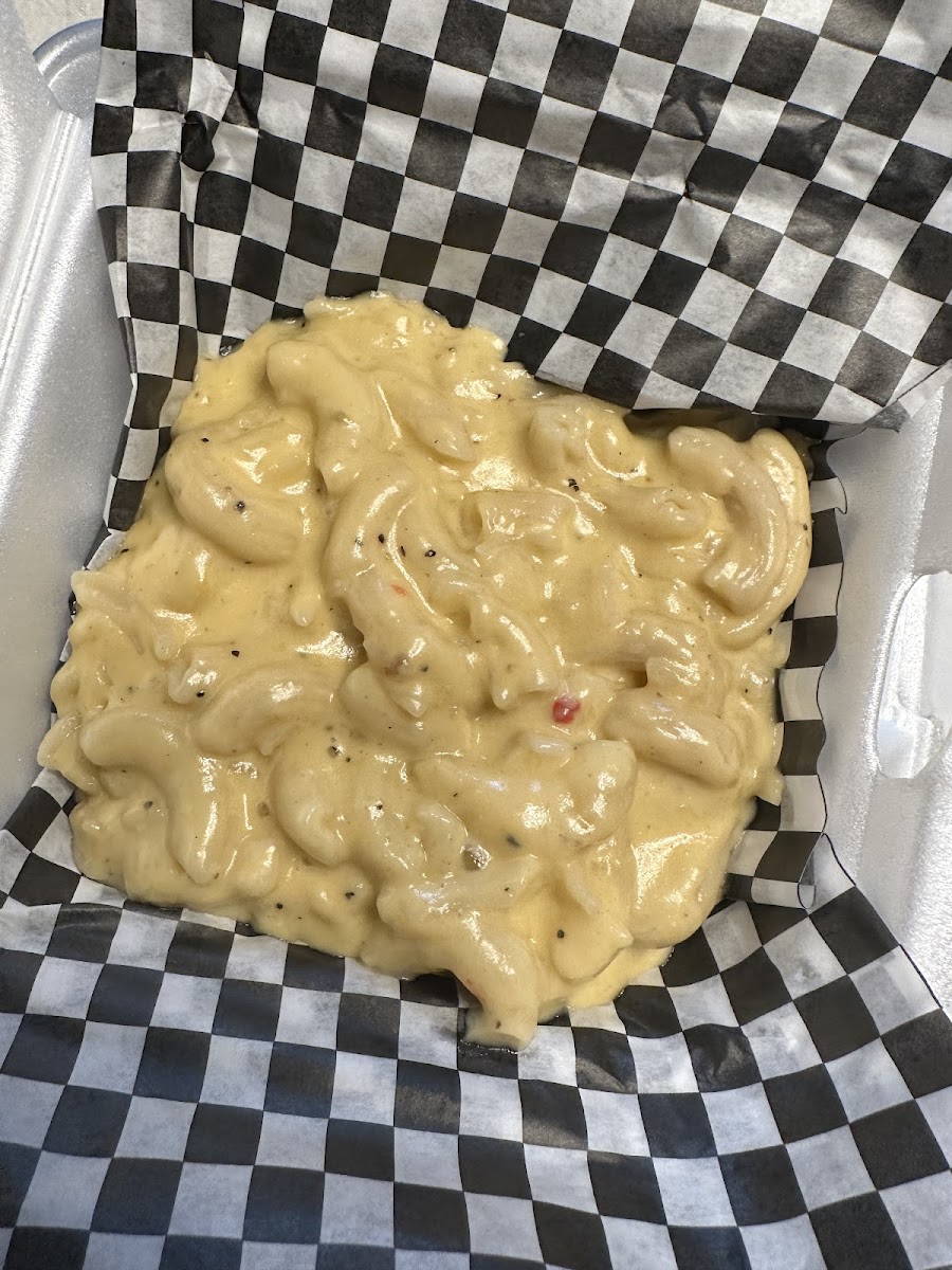 Mac and cheese was very rich and not sticky or slimy. Very yum