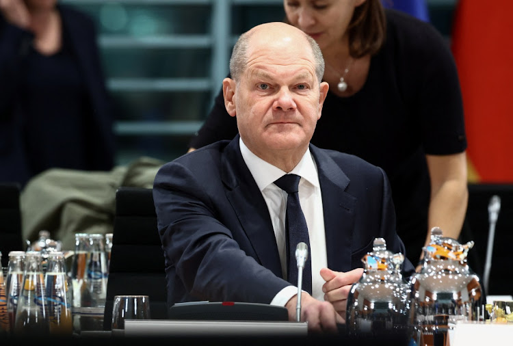 German Chancellor Olaf Scholz looks on on the day of a meeting of the country's 16 state premiers on current issues in Berlin, Germany November 6, 2023.