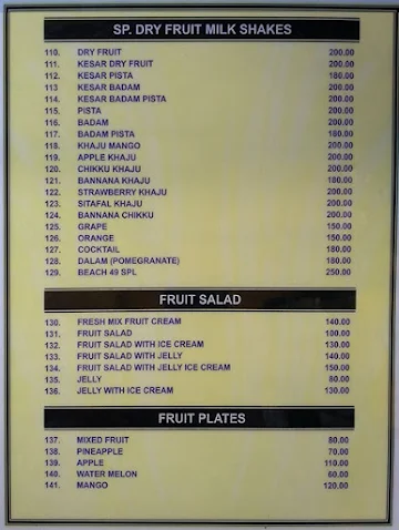 Beach 49 menu 