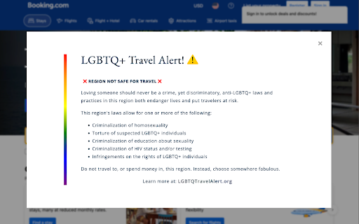 LGBTQ Travel Warning