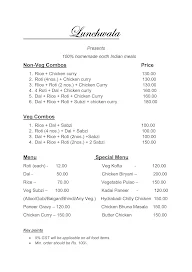 Lunchwala menu 1