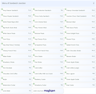 Sandwich Junction menu 2