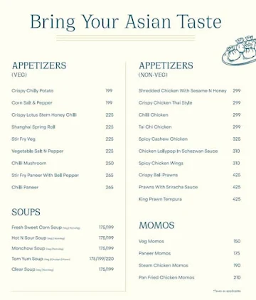 Asian Bowl menu 