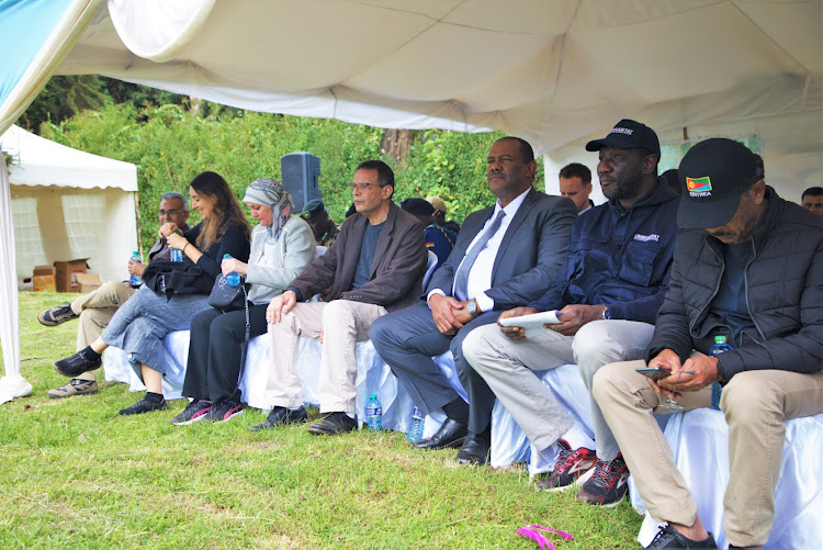 Some of the envoys who took part in planting 1,000 seedling at Uplands forest in Kiambu on Friday, June 10.