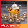 Bộ Ấm Trà Thuỷ Tinh 𝗙𝗥𝗘𝗘 𝗦𝗛𝗜𝗣 Cao Cấp 600Ml Có Lõi Lọc Trà Hoa Cúc Thủy Tinh Chịu Nhiệt Tặng 6 Chén