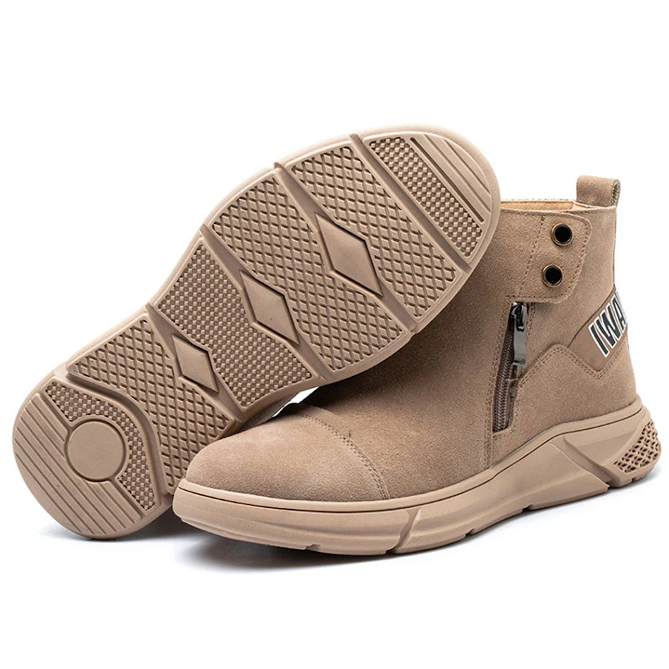 Botas de segurança masculinas respiráveis de verão, com proteção anti-esmagamento e anti-perfuração, para trabalho seguro e confortável.