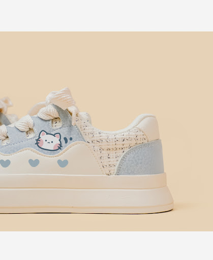 Title 10, Cute Girls White Lace-up Low-top Sneakers Comf...