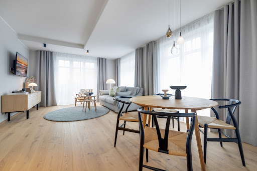 Modern living room with dining area - Luxury apartment / penthouse for sale in Sylt, 2 rooms, 1 bedroom