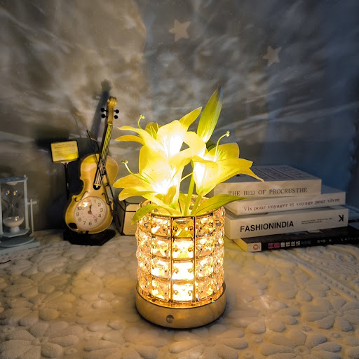 Title 8, Luminous Lily Crystal Flowerpot Small Night Lam...