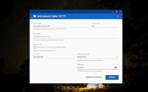 Shared network folder (SFTP)