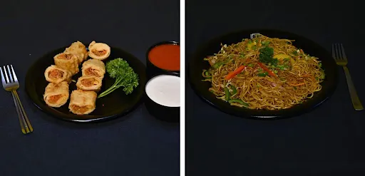 Veg Spring Rolls + Veg Noodles