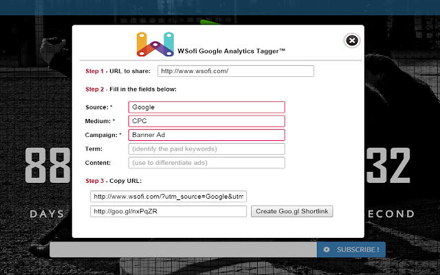 Wsofi Tagger for Google Analytics™ chrome extension