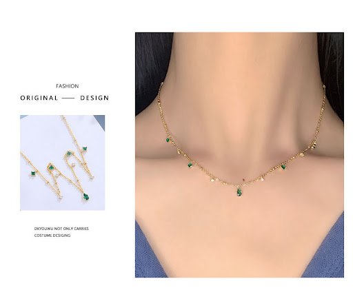 Title 13, Generous water drop emerald zircon necklace