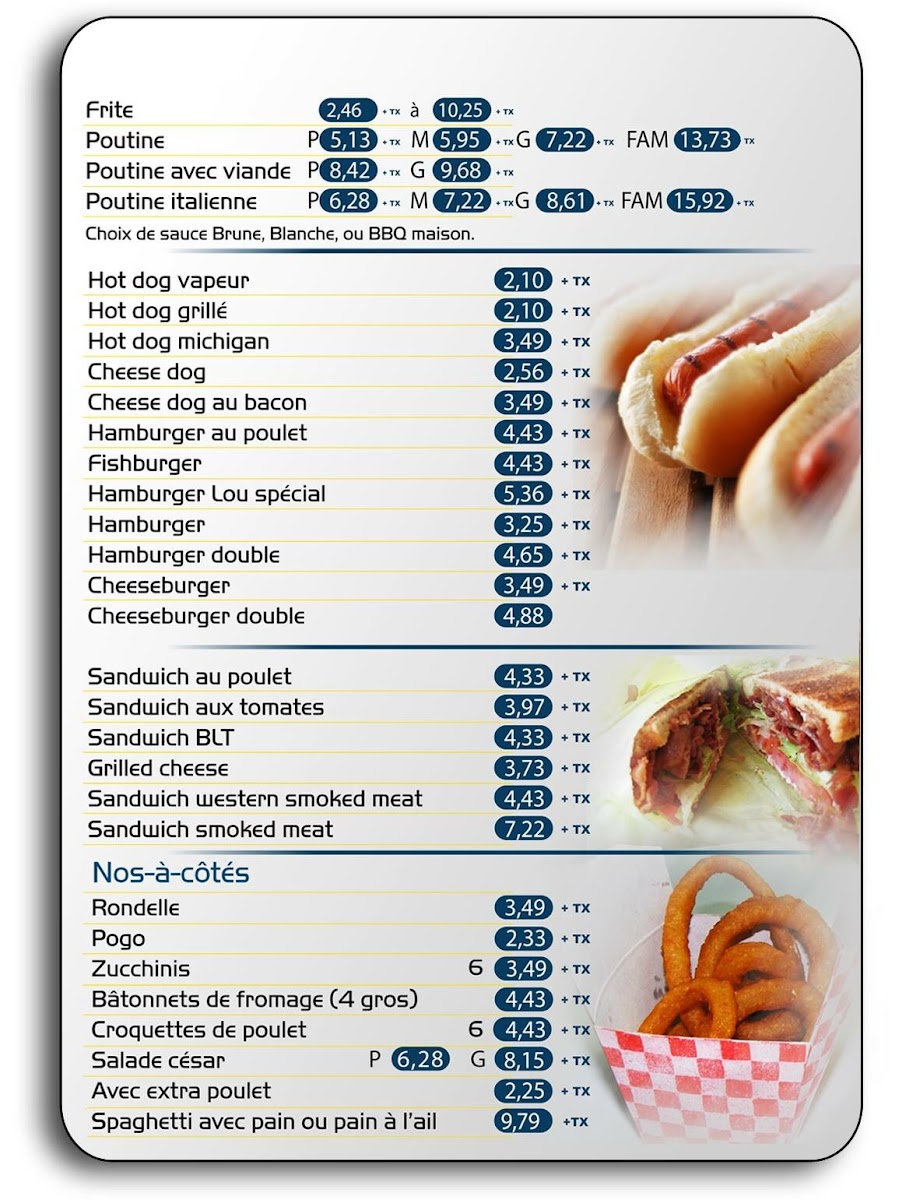 Chez Lou Patate gluten-free menu