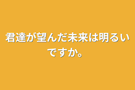 君達が望んだ未来は明るいですか。